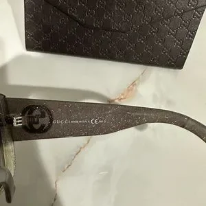 Gucci oversized gray/silver glitter ombré rectangular sunglasses Gucci GG1325S 011 Sunglasses - US main image 2